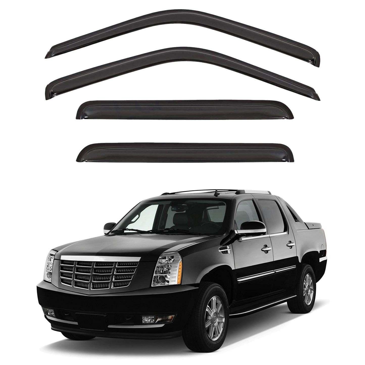 Set of 4 Front+Rear Smoke Sun/Rain Guard Outside Mount Tape-On Acrylic Window Visors Compatible with 92-00 C/K Crew Cab 92-99 Suburban 95-99 Tahoe/Yukon 4-Door 00 5.7L V8 99-00 Escalade