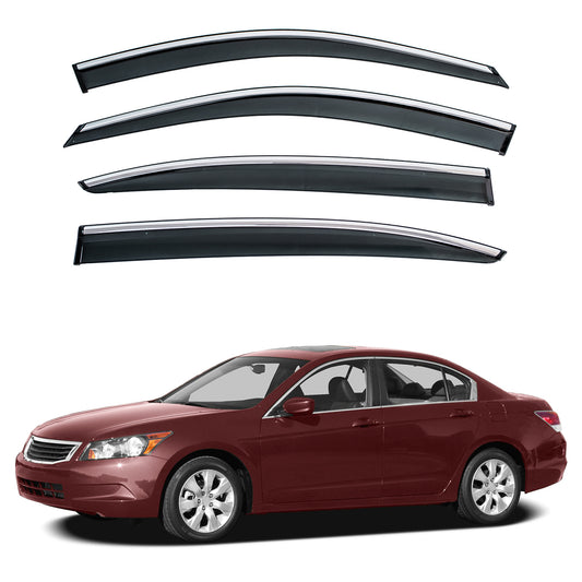 Window Visors Smoke Tint with Chrome Trim Sun Rain Guard Compatible with 2018-2022 Honda Accord 4-Door Sedan 2023 Honda Accord 10th Gen